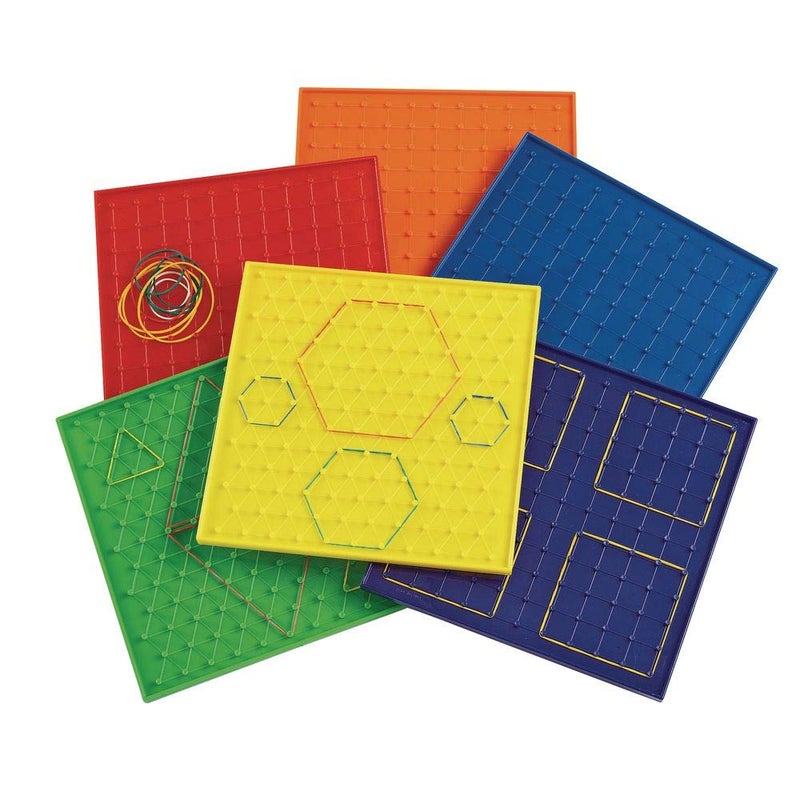 إكسلوريشانز مجموعة لوحات جغرافية متينة ملونة ومزدوجة الجوانب مقاس 9 بوصات من Excellerations مكونة من 6 لوحات و144 شريطًا مطاطيًا - Image 1